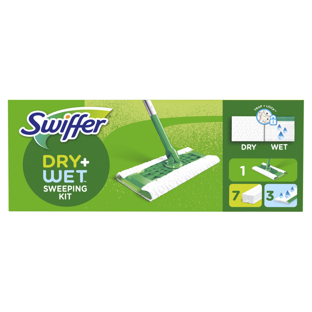 Image of Swiffer Sweeper Dry + Wet Multi Sweeping Kit (1 Sweeper - 7 Dry Cloths - 3 Wet Cloths)