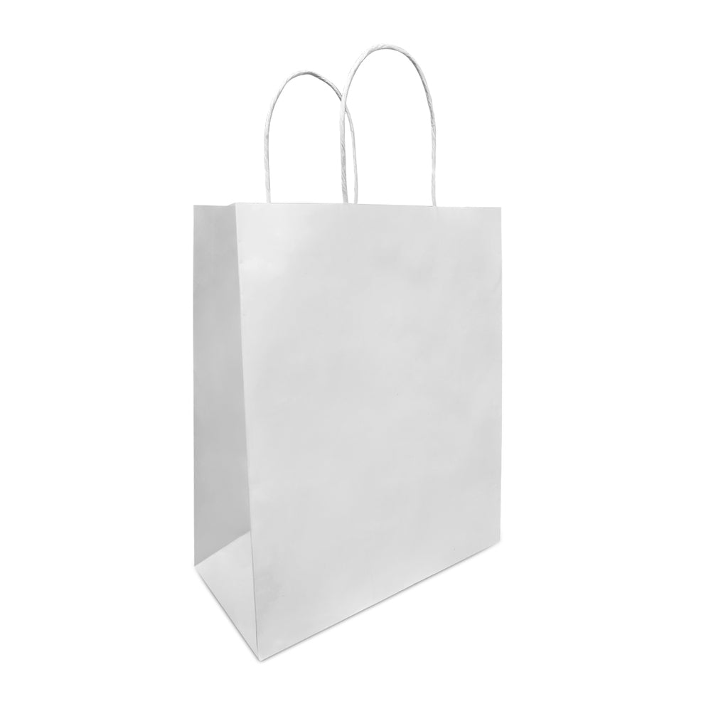 Image of Reliabag Paper Bags - Twist Handles - 10" W x 5" D x 13" H - White - 250 Pack