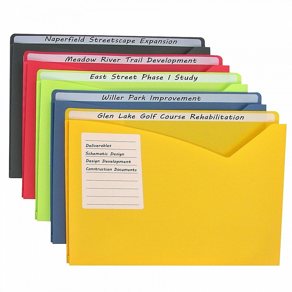 Image of C-Line Write-On Poly File Jackets, Assorted Colours, 25 Pack (CLI63060)