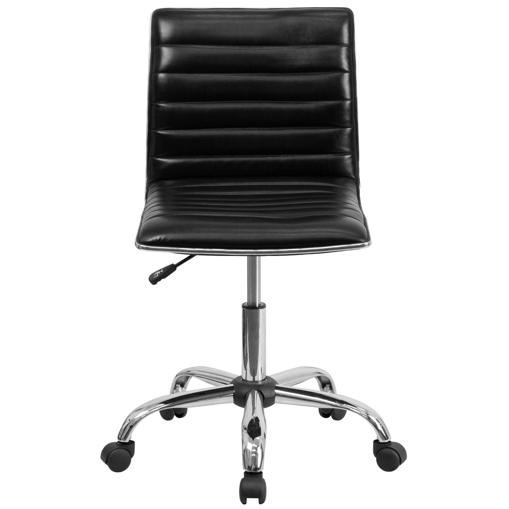 Image of Flash Furniture Low Back Designer Armless Ribbed Swivel Task Chair - Black