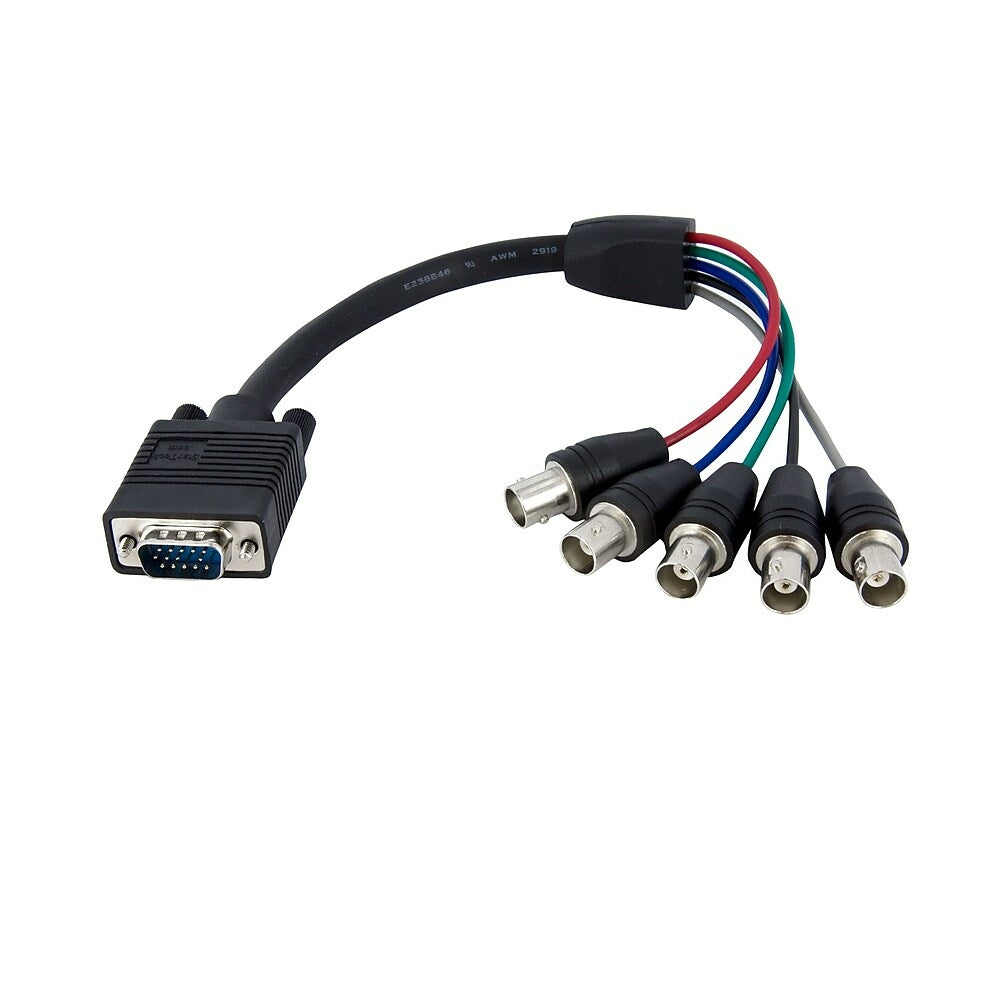 Image of StarTech Coax HD15 VGA to 5 BNC RGBHV Monitor Cable, M/F, 1 Ft., Black