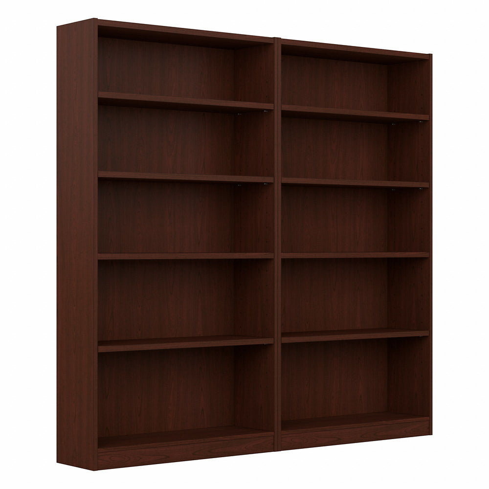 Image of Bush Furniture UB003VC Universal 5 Shelf Bookcase - Vogue Cherry - Set of 2