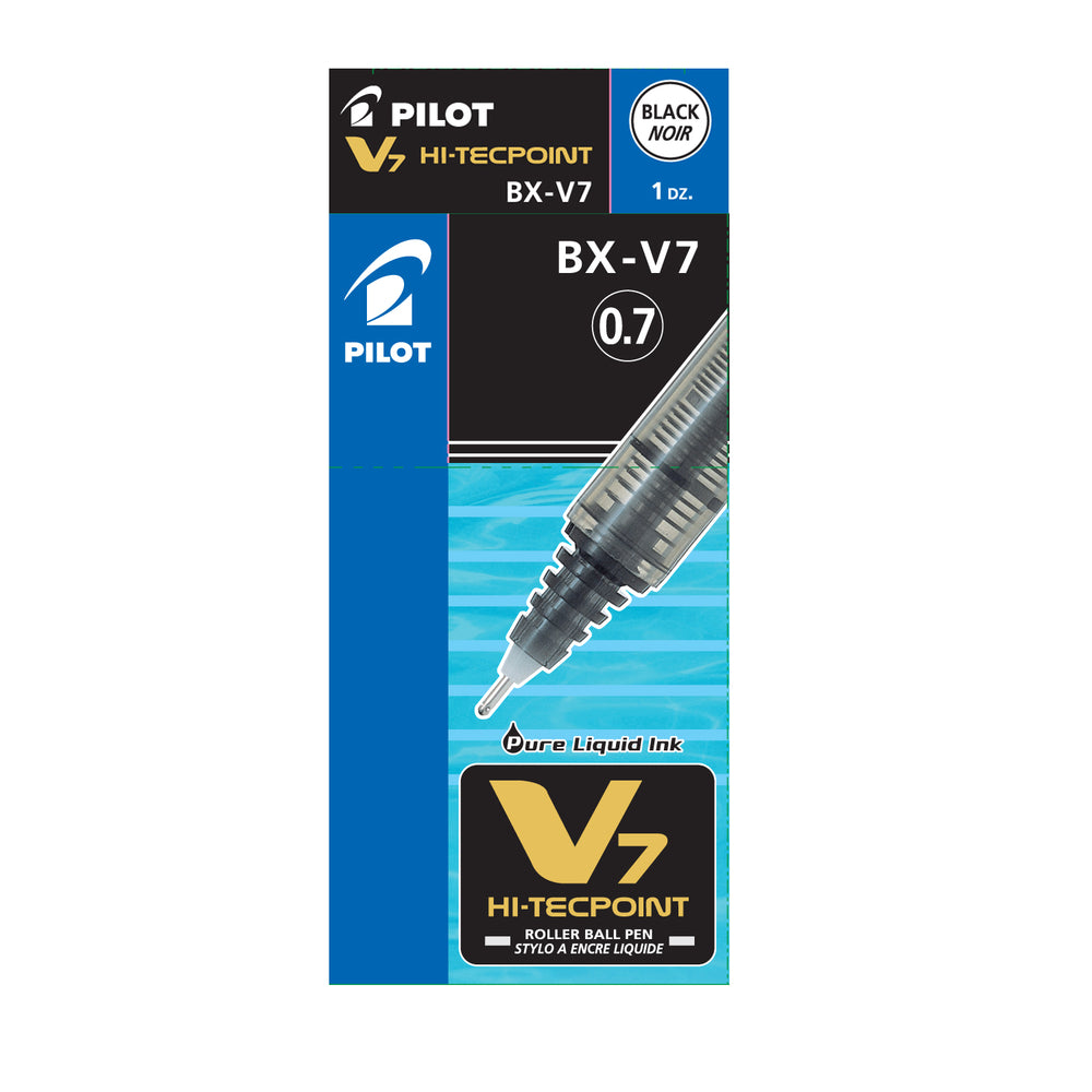 Image of Pilot Hi-Tecpoint Rollerball Pens, V7, Black, 12 Pack