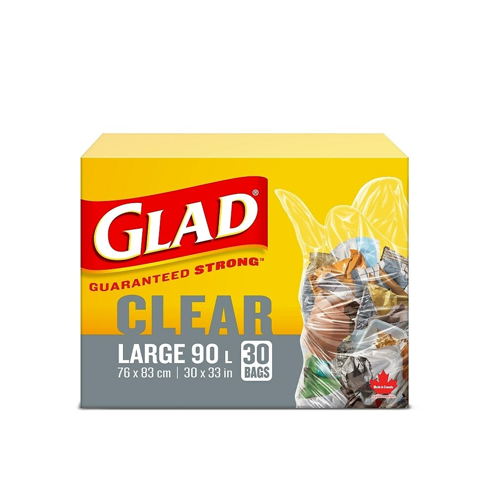 Image of Glad Easy-Tie Clear Bag Clear Large 90L, 30 Pack