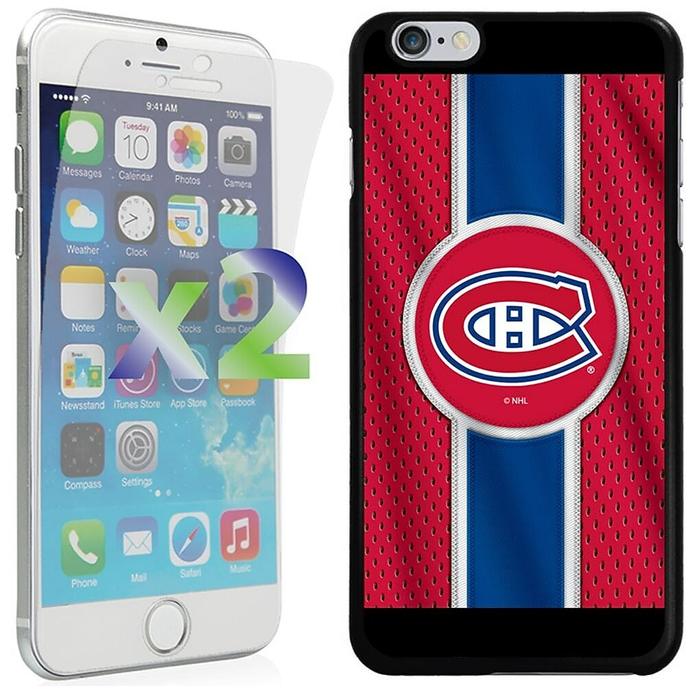 Image of Exian NHL Case and Screen Protector (2 Pack) for iPhone 6 Plus - Montreal Canadiens, Black