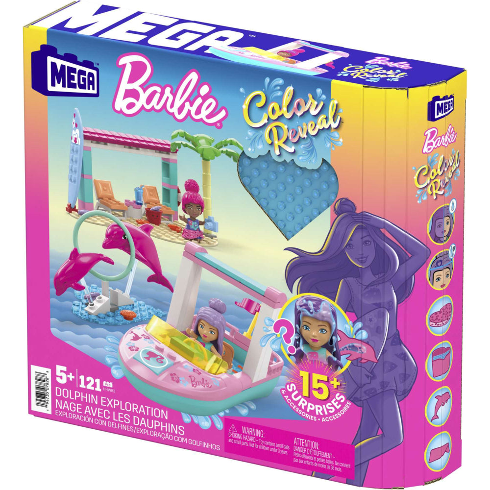 Image of Mega Barbie Colour Reveal Dolphin Exploration Building Set - 121 Pieces