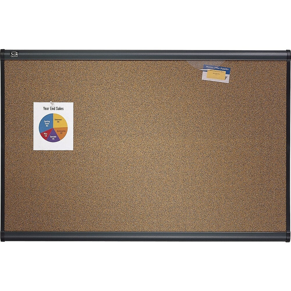 Image of Quartet Prestige Coloured Cork Bulletin Board, Graphite Frame, 48" x 36"