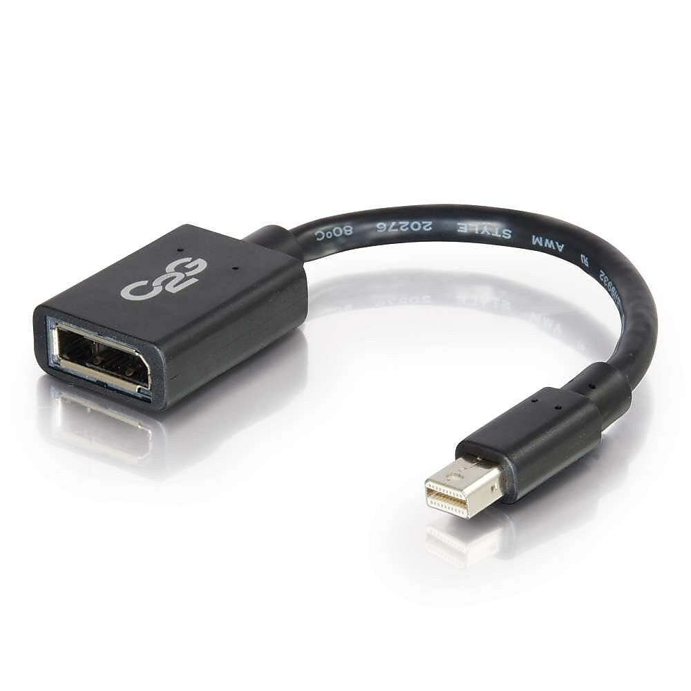 Image of C2G 6In Mini Displayport Male To Displayport Female Adapter Converter, Black (54303)