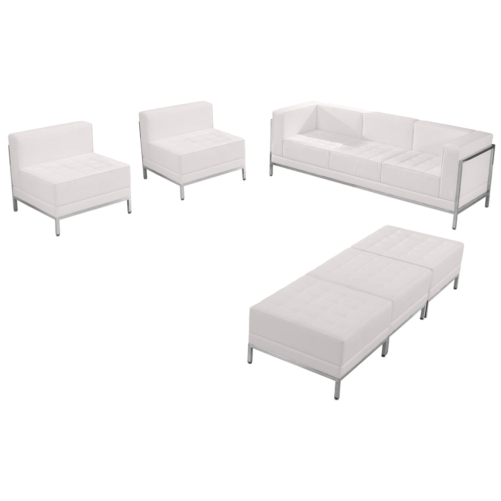 Image of Flash Furniture HERCULES Imagination Series Melrose LeatherSoft Sofa, Chair & Ottoman Set - White