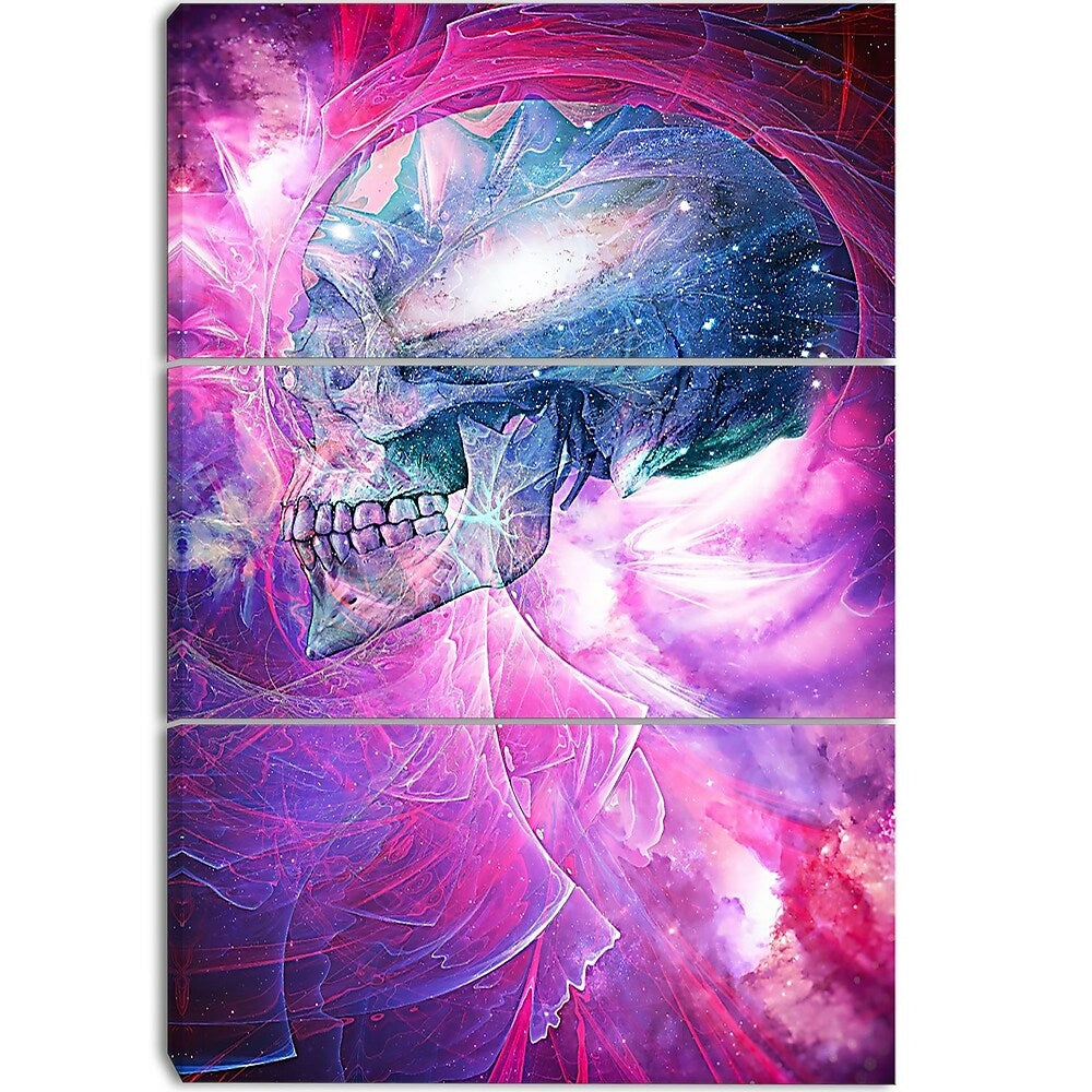 Image of Designart Spatial Skull Street Art Canvas Artwork, (PT3604-3P)