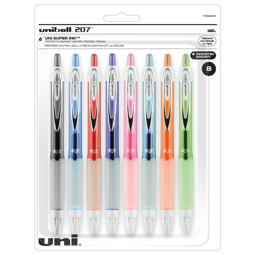 Image of uni-ball 207 Fashion Retractable Gel Pens - Medium Point (0.7mm) - Assorted - 8 Pack