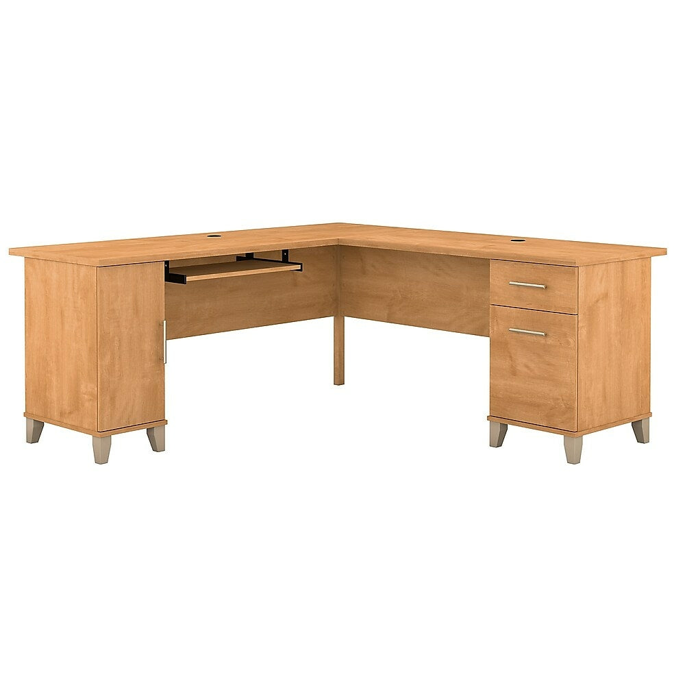 Image of Bush Furniture Somerset 72W L Shaped Desk, Maple Cross (WC81410K), Brown