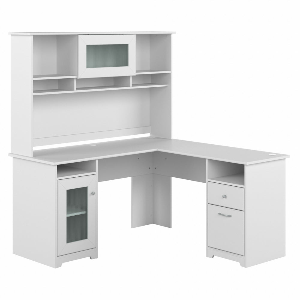Image of Bush Furniture Cabot 60"W L-Shaped Computer Desk with Hutch - White