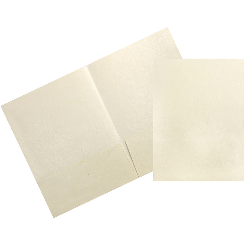 Image of JAM Paper Handmade Recycled Folders, Metallic Ivory, 100 Pack (05964488B)