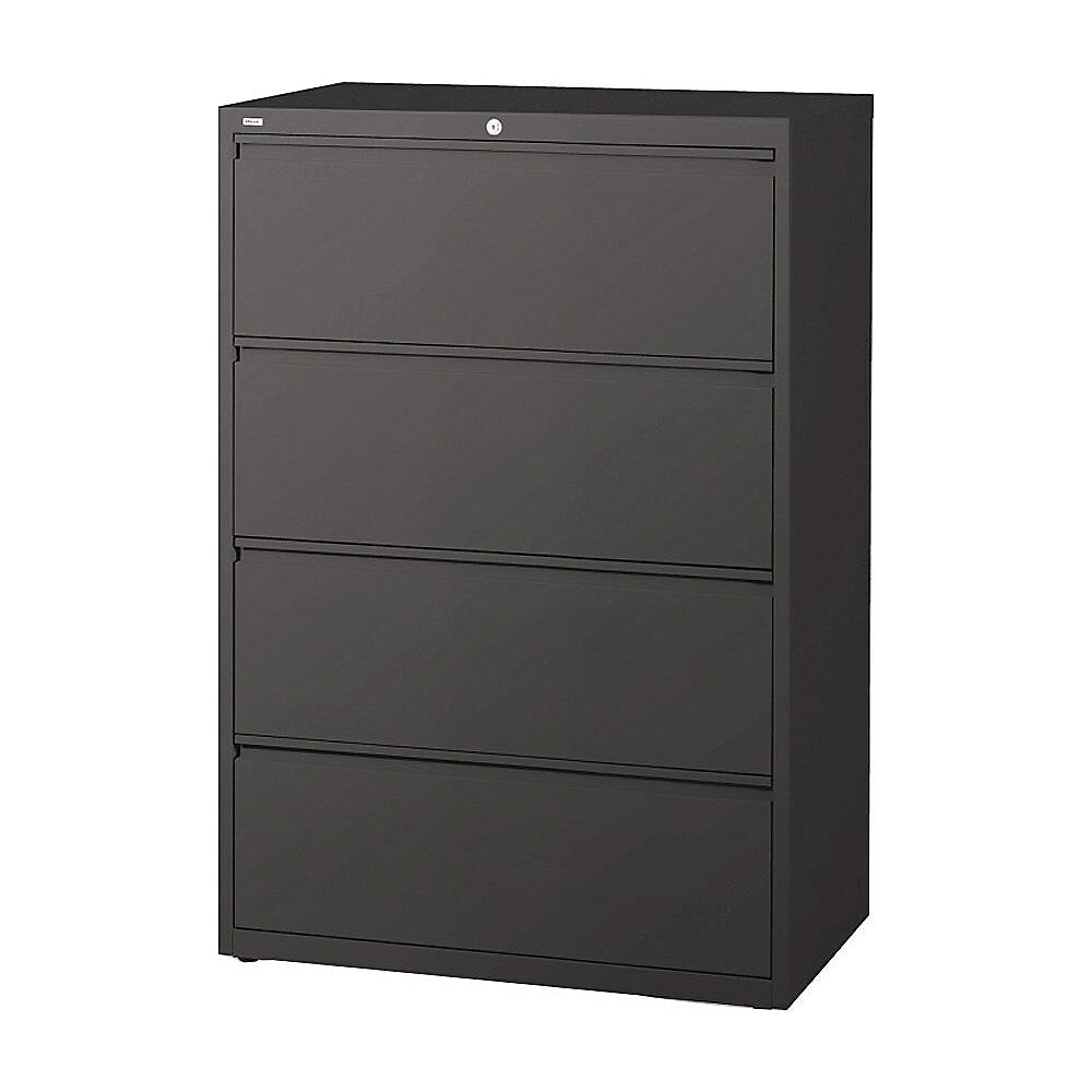 Image of Hirsh HL10000 Series Lateral File Cabinet, 4-Drawer, Charcoal, Black