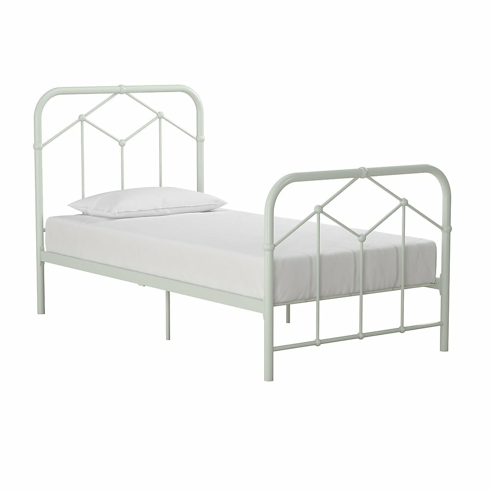 Image of Novogratz Francis Farmhouse Metal Bed, Twin Bed Frame, Dusty Green
