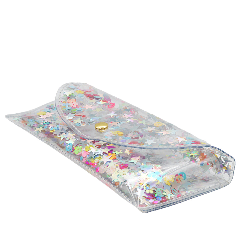 Image of Gry Mattr Kids Eyeglasses Case - Multi Sequins, Clear