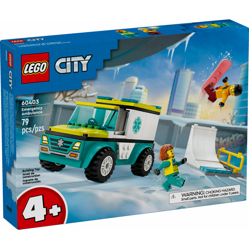 Image of LEGO City Emergency Ambulance & Snowboarder - 79 Pieces