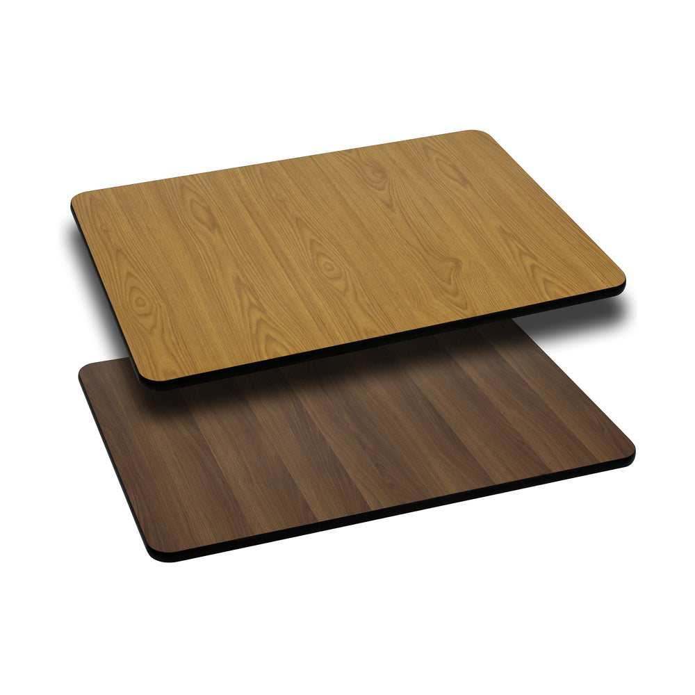 Image of Flash Furniture 30" x 42" Rectangular Table Top with Natural or Walnut Reversible Laminate Top, Brown