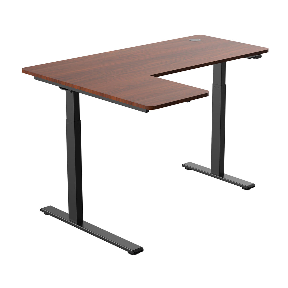 Image of TygerClaw 23"W L-Shape Sit-Stand Desk - Cherry, Brown