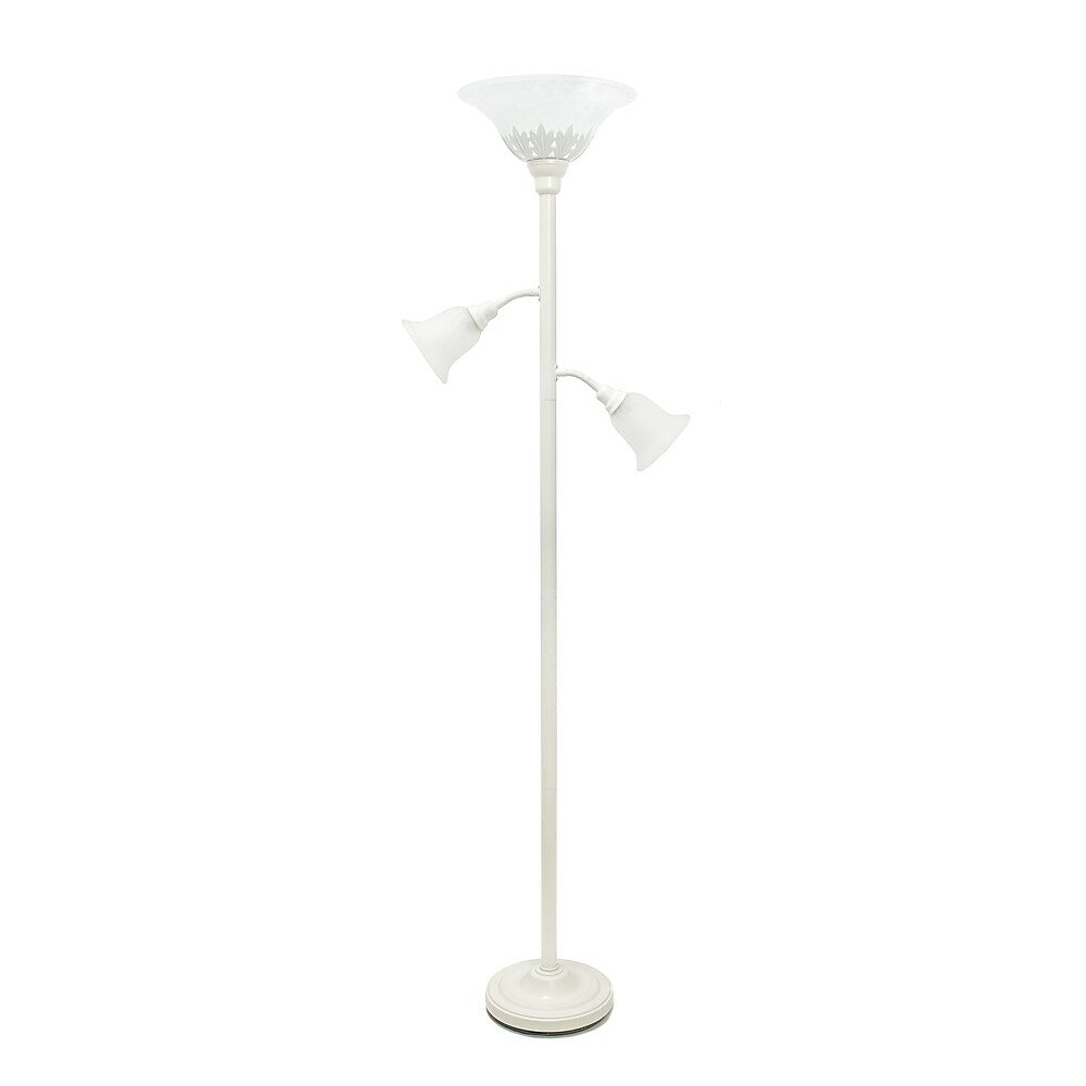 Image of Elegant Designs 3 Light Floor Lamp with Scalloped Glass Shades, White (LF2002-WHT)