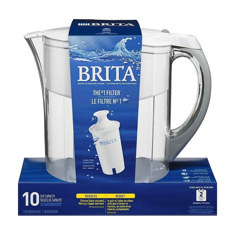 Image of Brita Grand Water Filter Pitcher, with 1 Standard Filter, 10 Cup - White