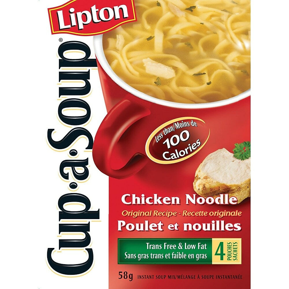 Image of Lipton Cup-a-Soup Instant Soup Mix, Chicken Noodle, 4 Pack