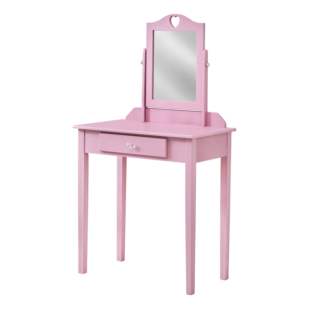 Image of Monarch Specialties - 3328 Vanity - Desk - Makeup Table - Organizer - Dressing Table - Bedroom - Wood - Laminate - Pink