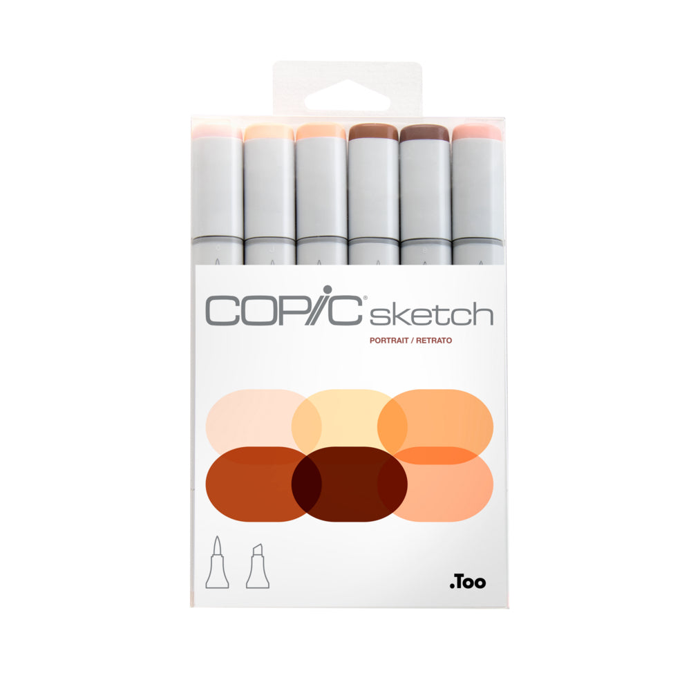 Image of Copic Sketch Dual Tipped Ink Markers - Portrait Colors - Set of 6, Assorted