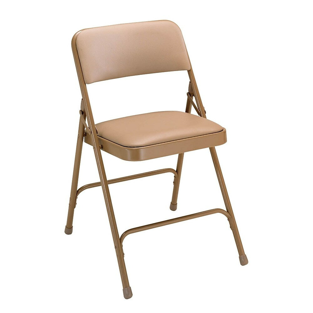 Image of National Public Seating 1200 Series Vinyl Armless Premium Folding Chair, French Beige/Beige (12014), 4 Pack