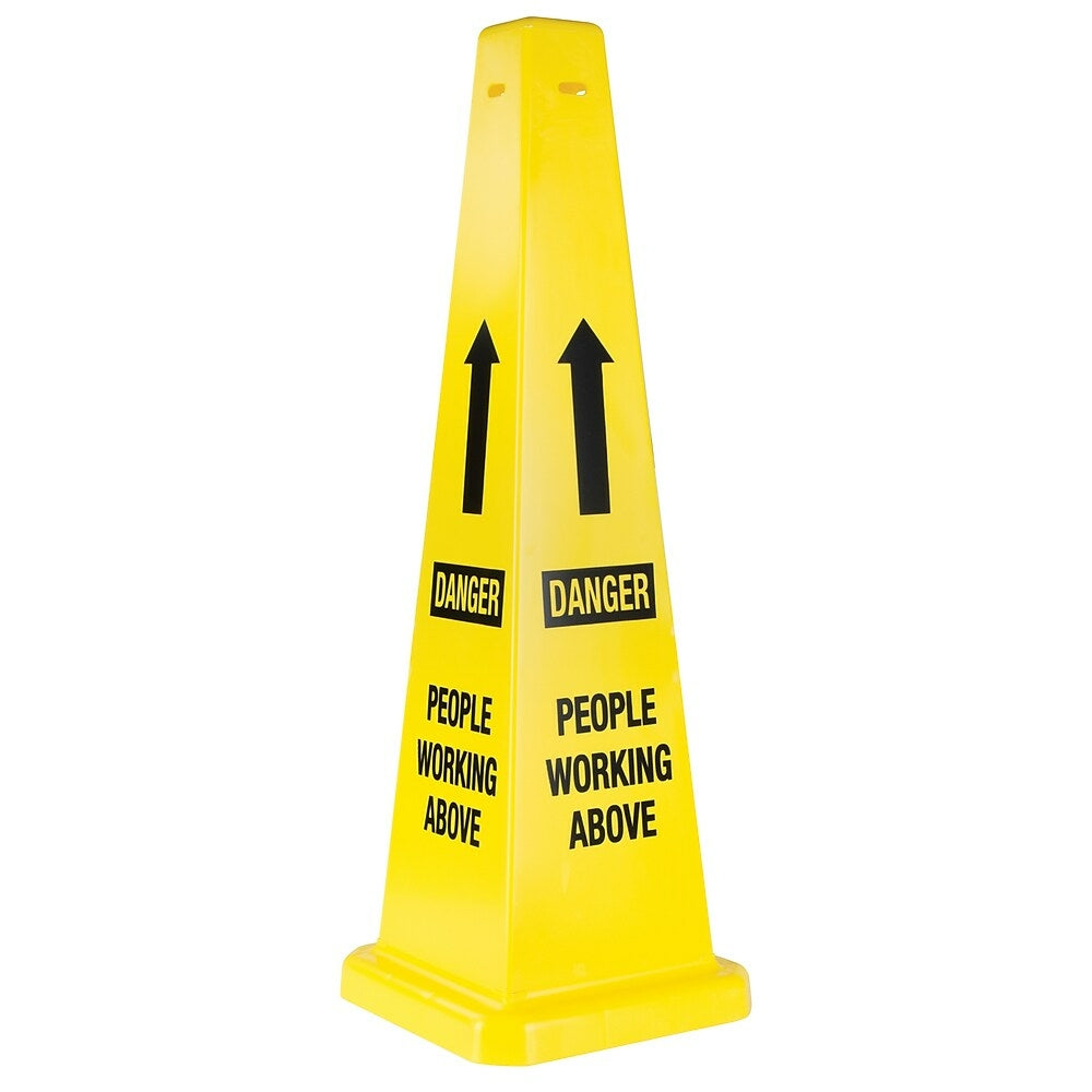 Image of Traffic Cones, NC674, Message - Danger People Working Above, 2 Pack, Yellow