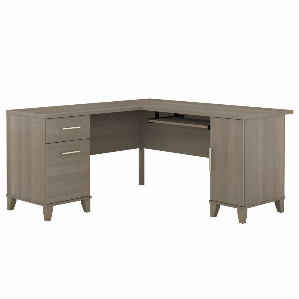 Image of Bush Furniture Somerset 60"W L-Shaped Desk with Storage - Ash Grey