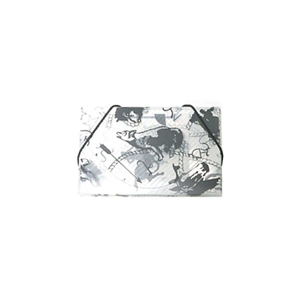 Image of JAM Paper Plastic Business Card Case, Western Design Clear / Black, 100 Pack (03665726B)