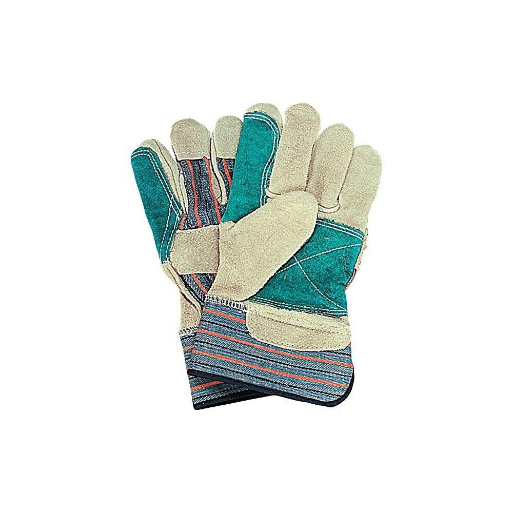 Image of Zenith Safety Standard Quality Double Palm Fitters Gloves, Large, Split Cowhide Palm, Cotton Inner Lining, 24 Pack (SM578)