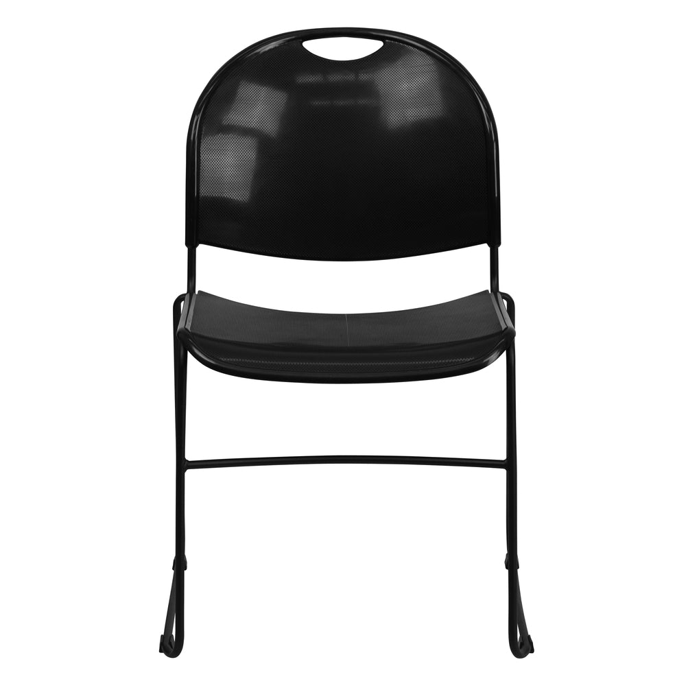 Image of Flash Furniture HERCULES Series Black Ultra-Compact Stack Chair with Black Frame