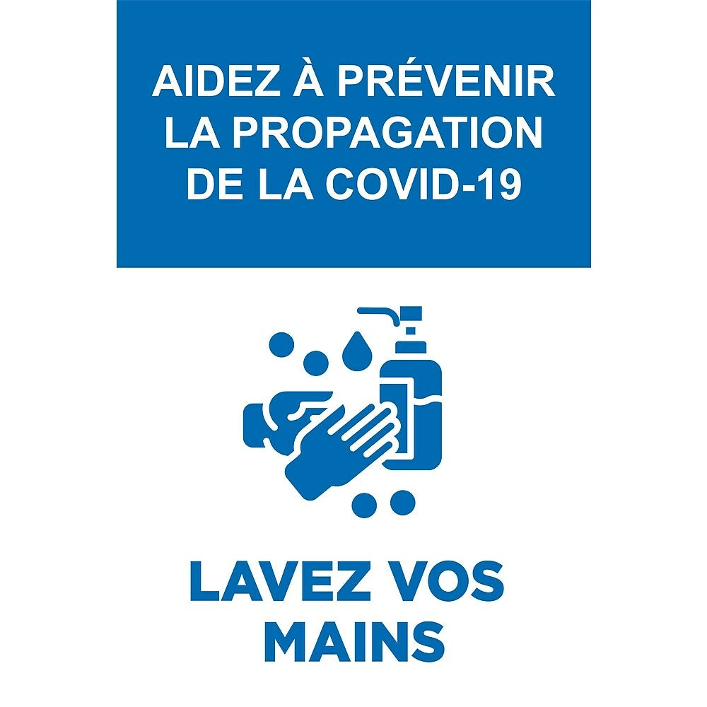 Image of Mark Maker French Light Gauge Plastic Sign - Aider A Prevenir La Propagation De Covid-19 Lavez Vos Main, Blue
