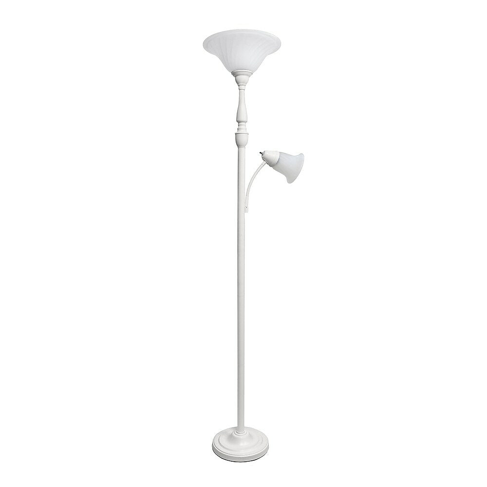 Image of Elegant Designs 2 Light Mother Daughter Floor Lamp, White Marble Glass Shades, White (LF2003-WHT)