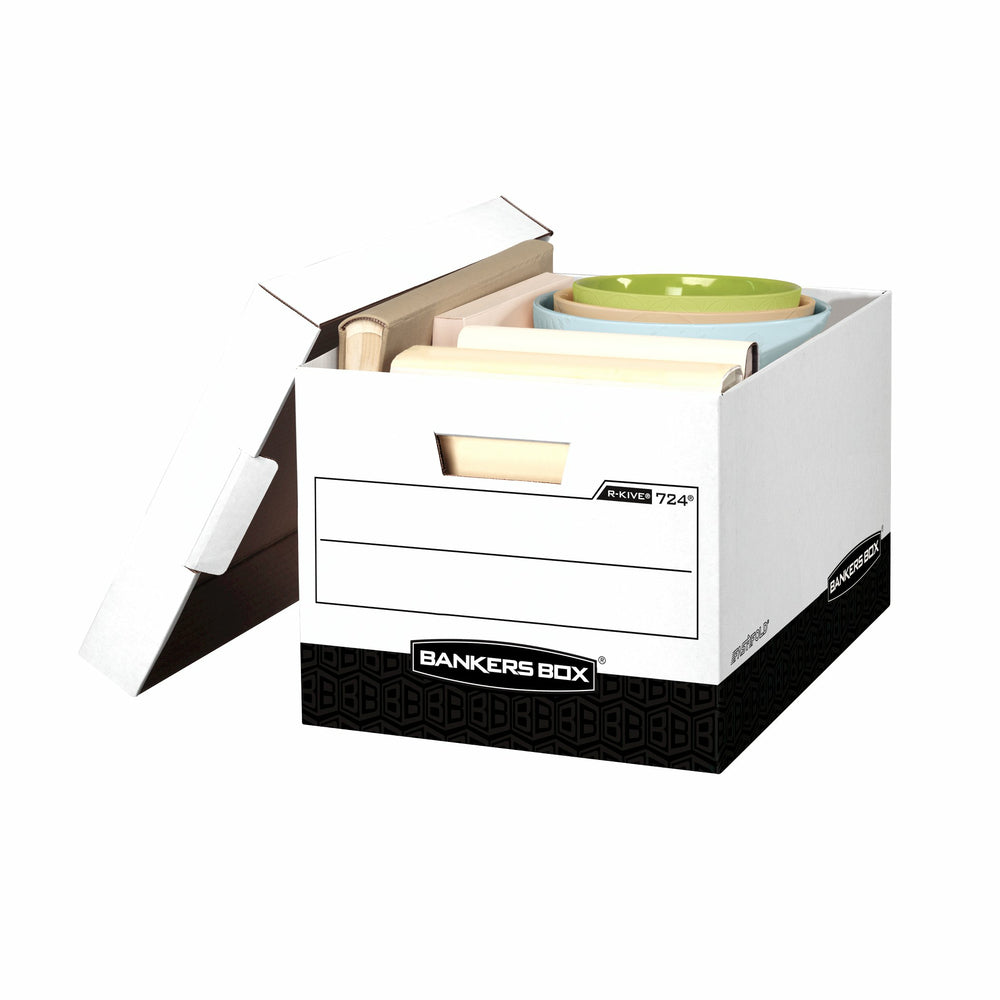Image of Bankers Box R-Kive Heavy-duty Letter/Legal Storage Box - White and Black - 12 Pack