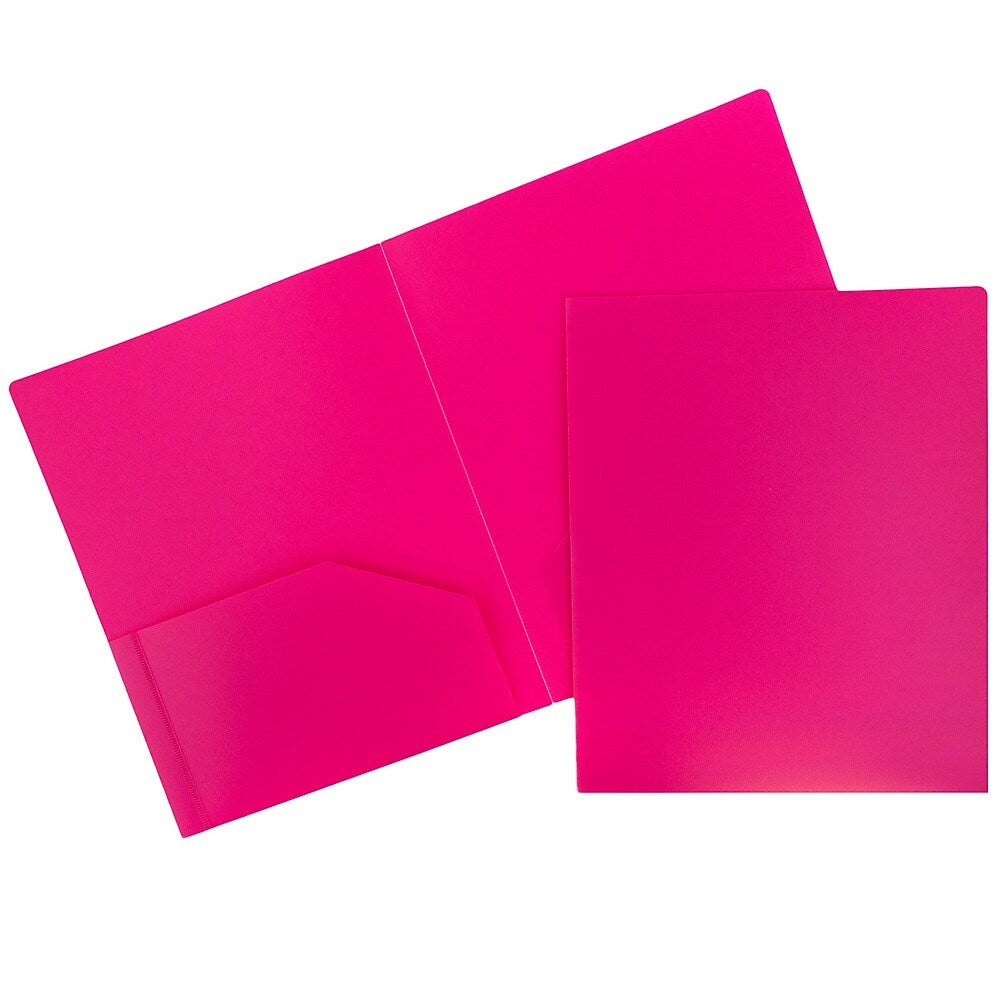 Image of JAM Paper Plastic Heavy Duty Folder, Fuchsia, 12 Pack (383Hfug)