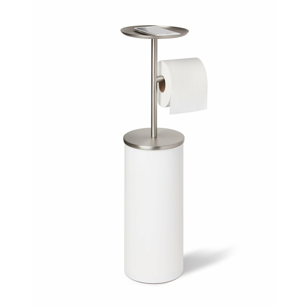Image of Umbra Portaloo Toilet Paper Stand and Storage - White/Nickel Finish