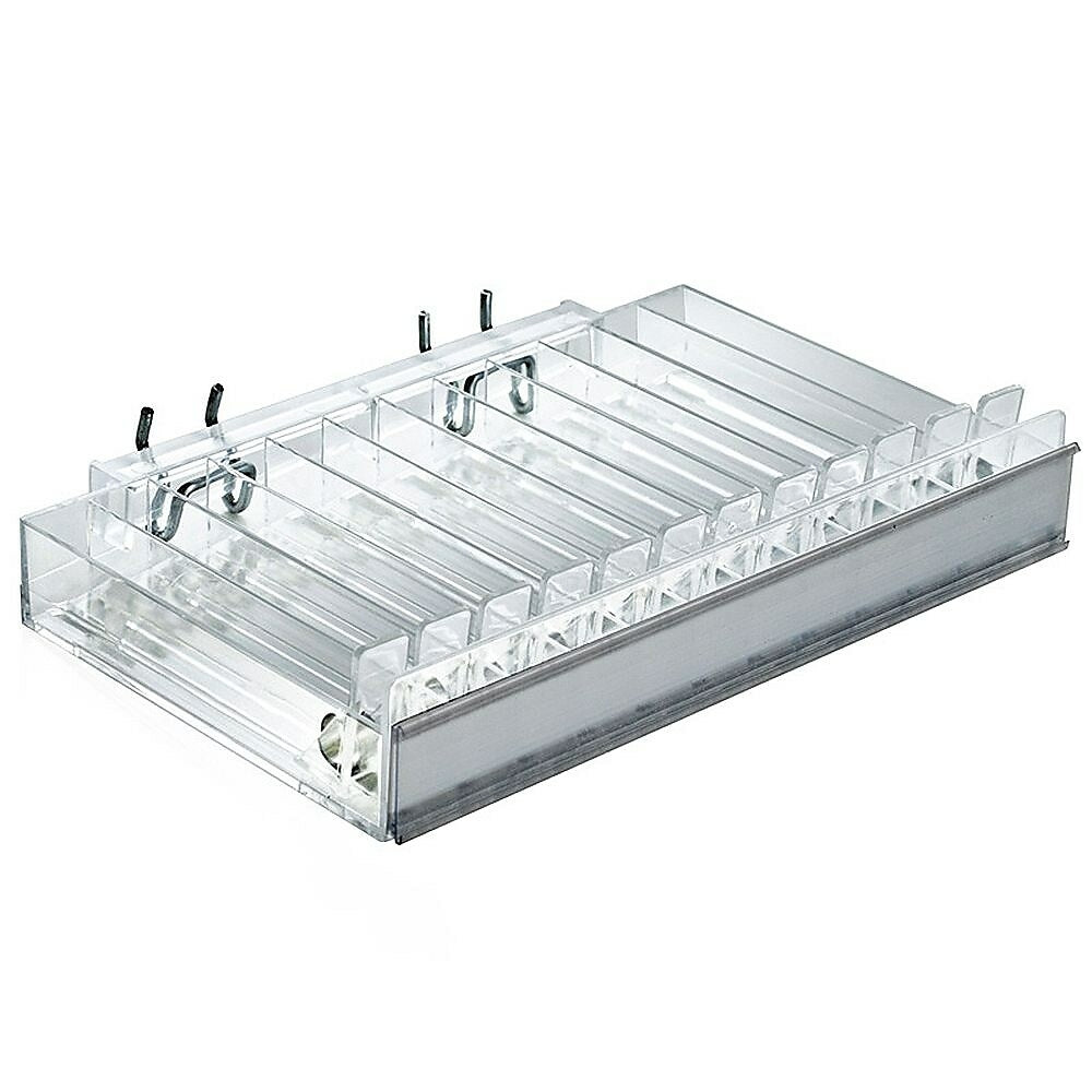 Image of Azar Displays 12 Compartment Pusher Tray Acrylic Cosmetic Counter Display, 2 Pack (225512)