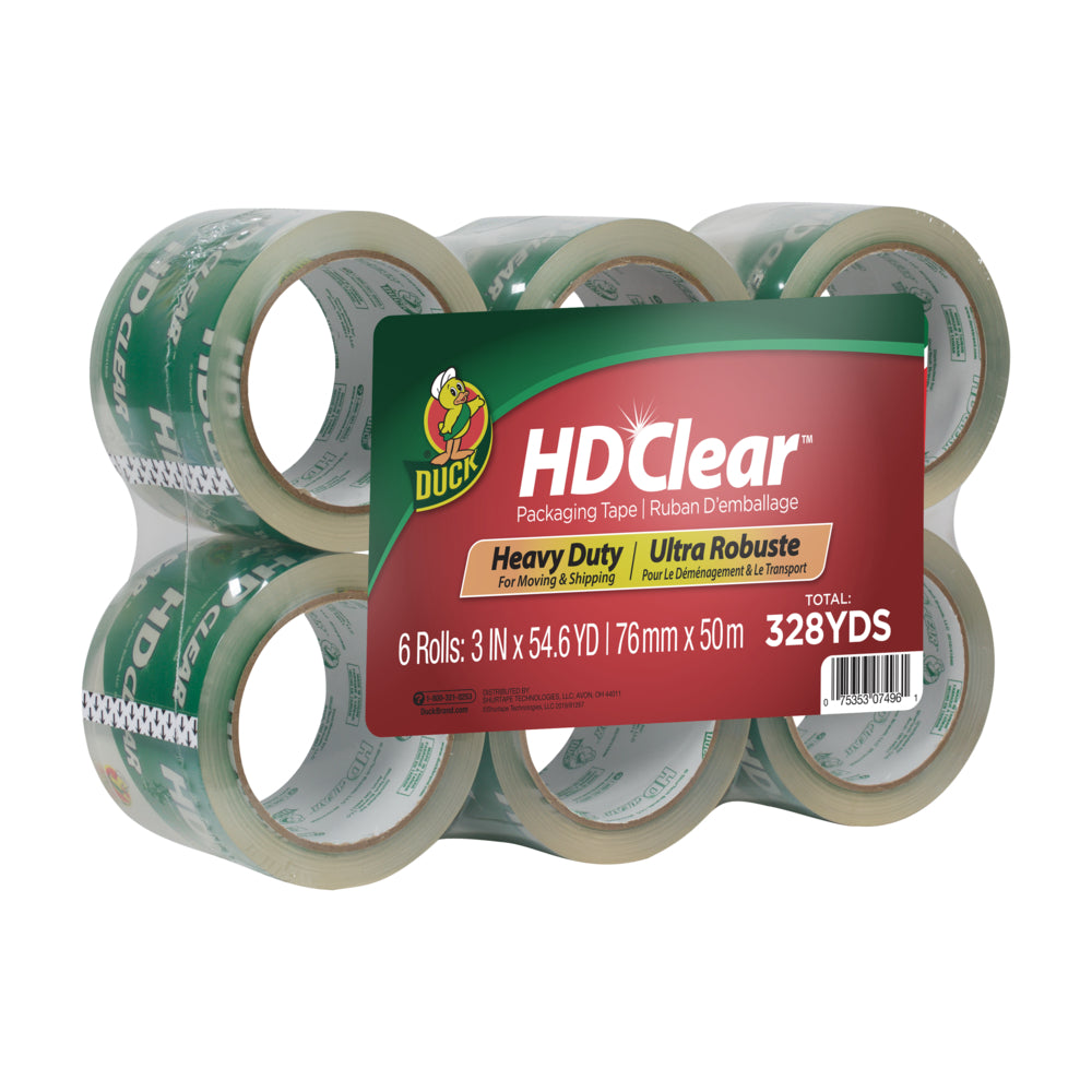 Image of Duck Brand HD Clear Heavy Duty Packing Tape - 6 Pack, White