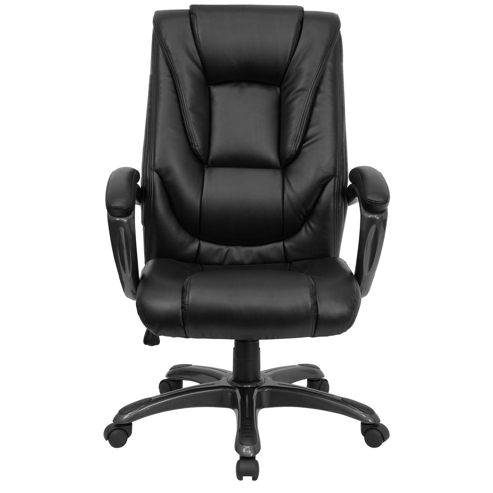 Image of Flash Furniture High Back Leather Layered Upholstered Executive Swivel Chair - Black