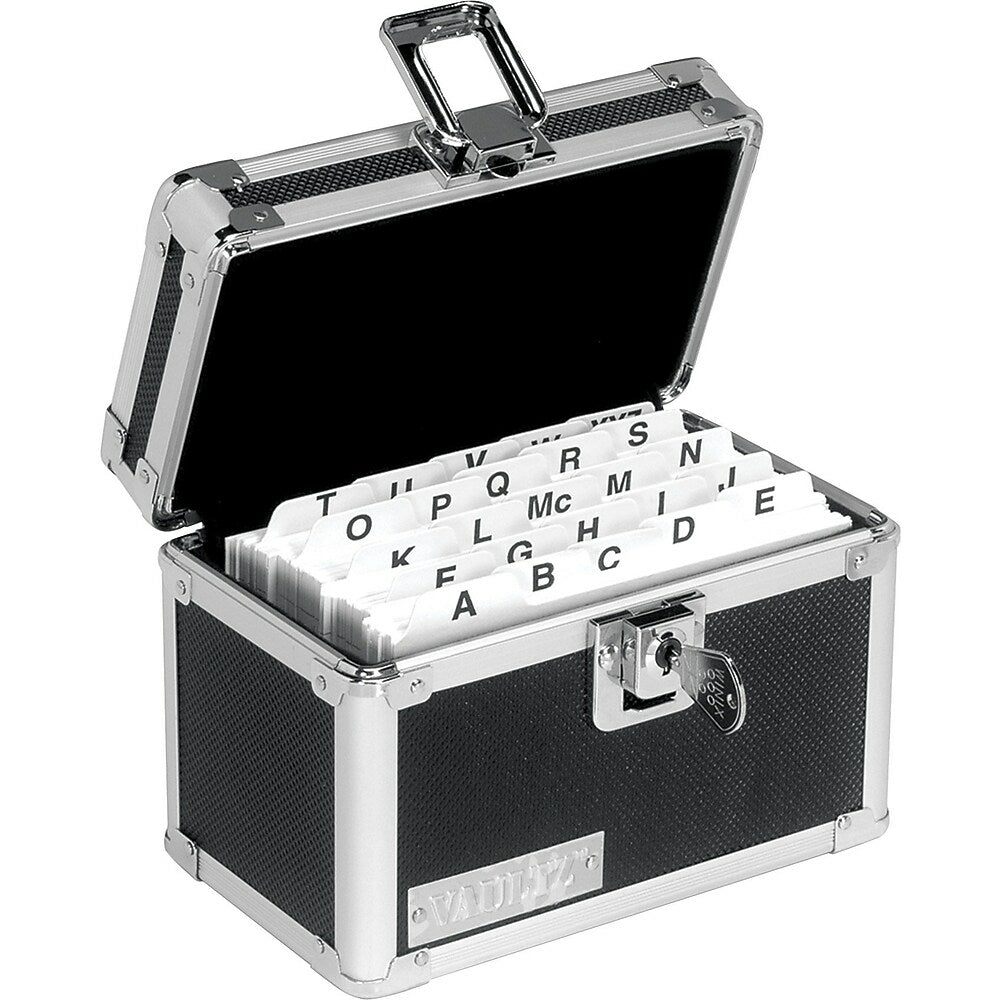 Image of Vaultz Locking Index Card Box, 3" x 5", Black