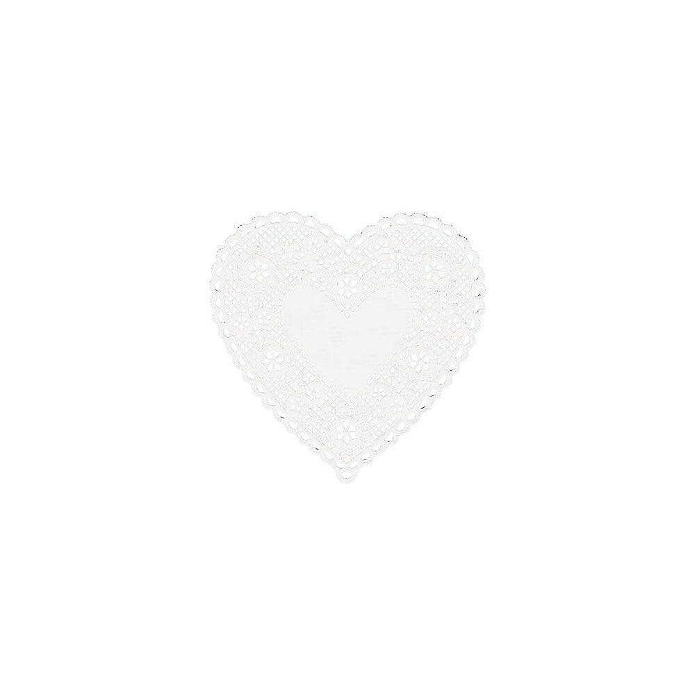 Image of Hygloss Heart Paper Lace Doilies, 4", White, 500 Pack (HYG91041)