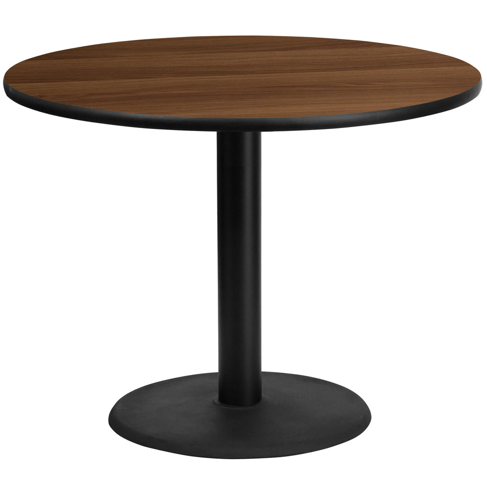 Image of Flash Furniture 42" Round Walnut Laminate Table Top with 24" Round Table Height Base