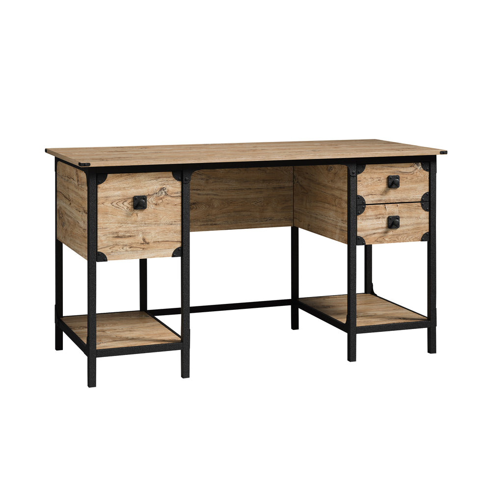 Image of Sauder Steel River Desk with Drawers - Milled Mesquite (427653)