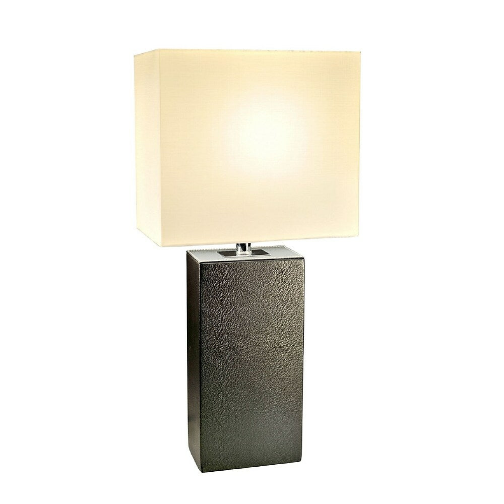 Image of Elegant Designs Modern Leather Table Lamp, Black