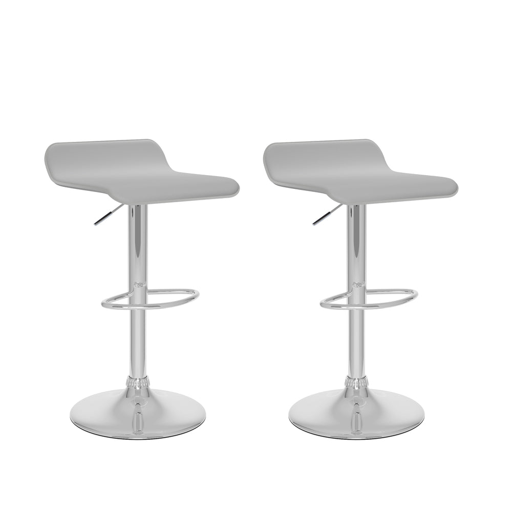 Image of CorLiving Curved Adjustable Bar Stool, White Leatherette, 2 Pack