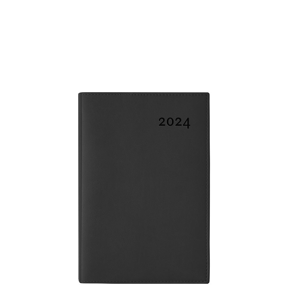 Image of W. Maxwell 2024 Polo Daily Planner - 5" W x 7.25" H - Black - Bilingual